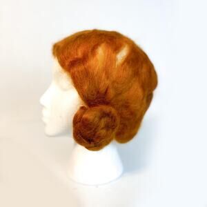 Antique 1920s Flapper Wig, Titian Red Mohair, Braided Buns, Theater Costume